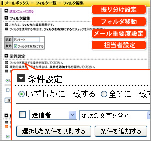 メール自動振り分け機能