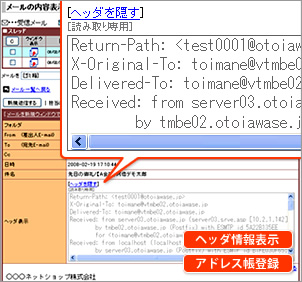 ヘッダ情報表示機能